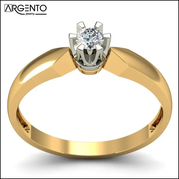P071 Pierścionek złoty z brylantem 0,15 ct
