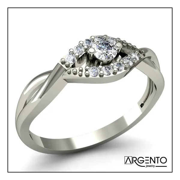 P074 Pierścionek zaręczynowy z brylantami 0,22 ct
