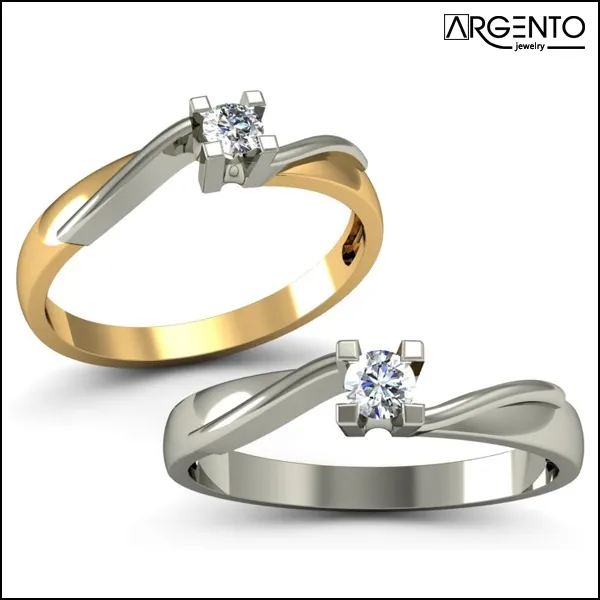P049 Pierścionek złoty z 0,15 ct brylantem