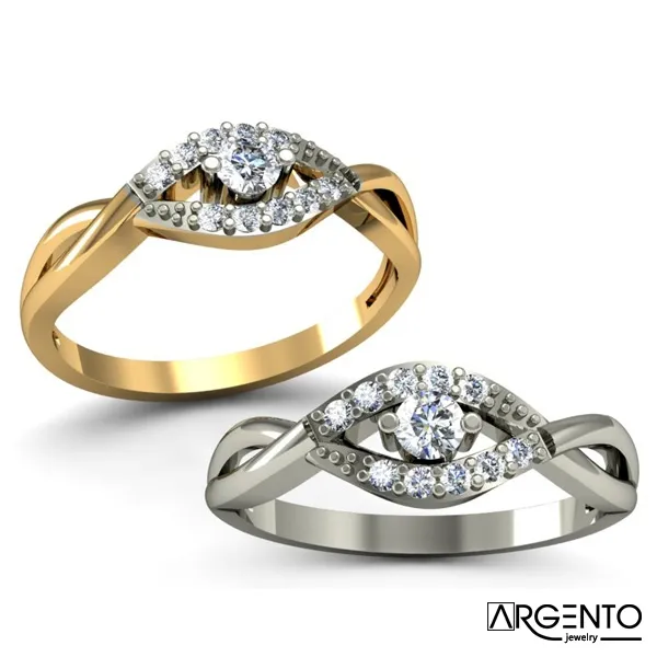 P074 Pierścionek zaręczynowy z brylantami 0,22 ct